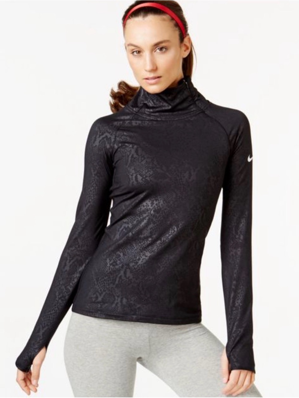Nike Black Textured Long-Sleeve Lightweight Training Jacket